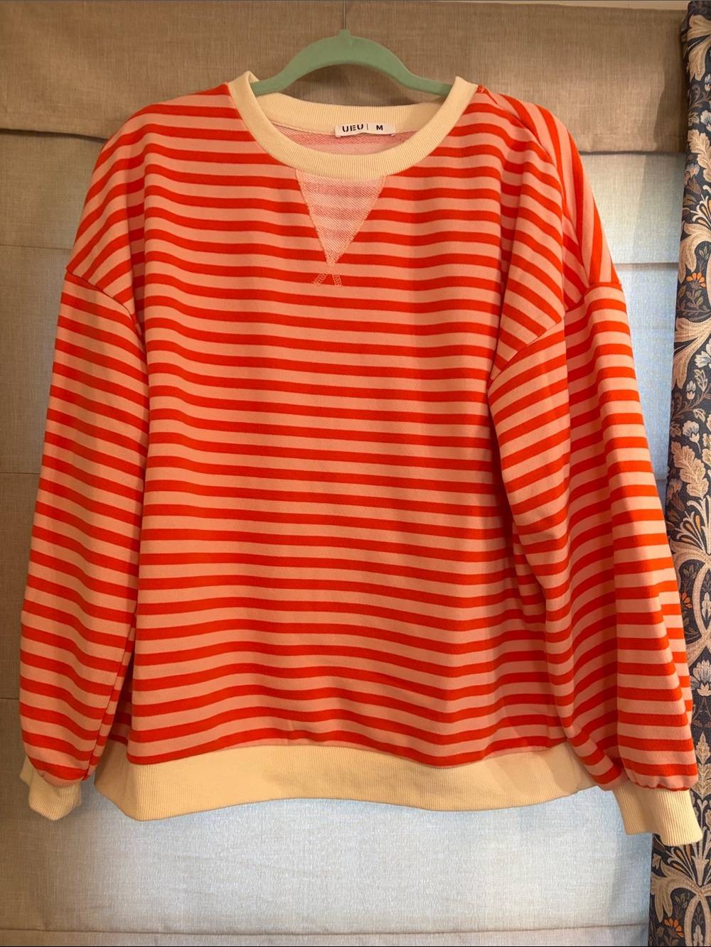 Striped Orange & Cream Crewneck Sweater by URU